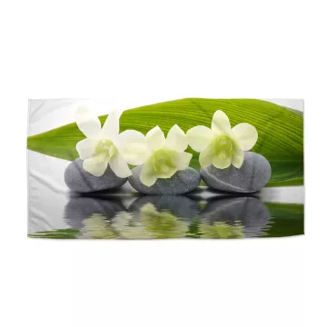 Ručník s potiskem Bílá orchidej - Sablio
