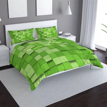Saténové povlečení Green Blocks 3D - Sablio