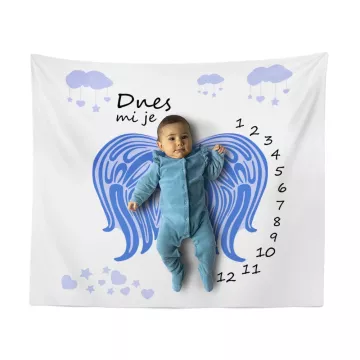 Milníková deka Modrý anděl: 100x100 cm - Sablio