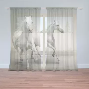 Záclony Dva bílí koně: 2 ks - 150x250 cm - Sablio