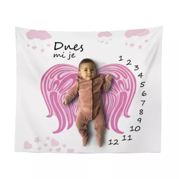 Milníková deka Růžový anděl: 100x100 cm - Sablio