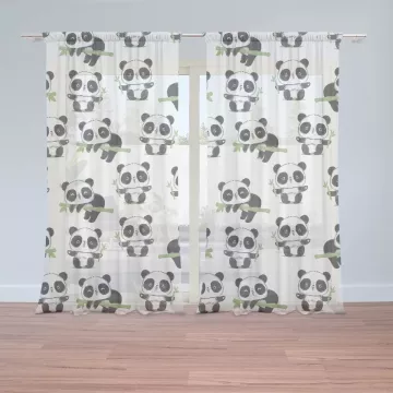 Záclony Pandy s větvičkou: 2 ks - 150x250 cm - Sablio