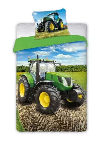 Povlečení - Traktor - zelený - bavlna - 140 x 200 cm - 70 x 90 cm - Faro
