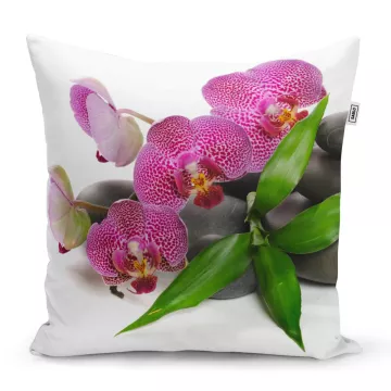 Dekorační polštář Orchideje a kameny - Sablio